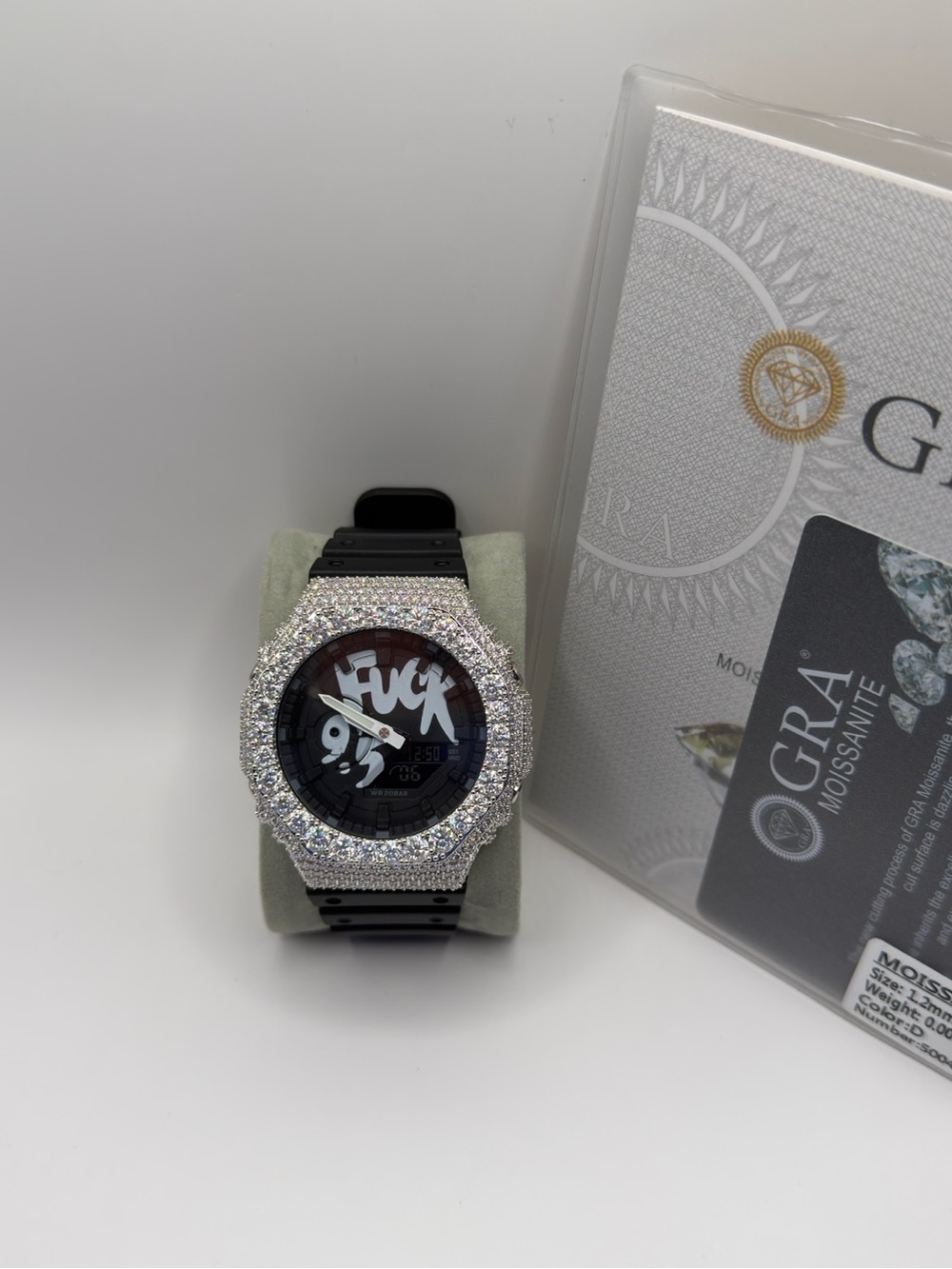 Casio Black Digital-Analog Watch with Sparkling Silver Bezel